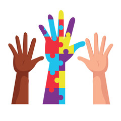 Fototapeta premium autism day awareness hands
