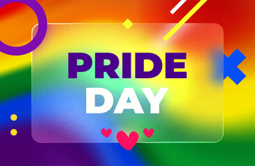 Pride day. Colorful  glass morphism texture background. Vector illustration