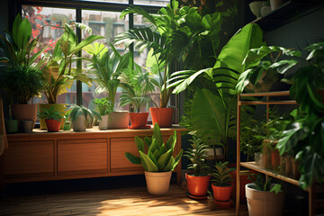 Fototapeta na wymiar plants in a greenhouse