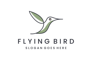 Creative abstract premium flying bird line icon logo design
