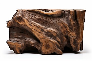 Wooden trunk section on white background. Generative AI