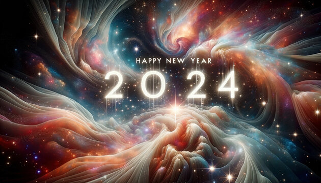 An image of Happy New Year 2024 graphics - Generative AI