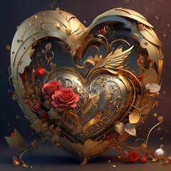 golden heart in the form of heart