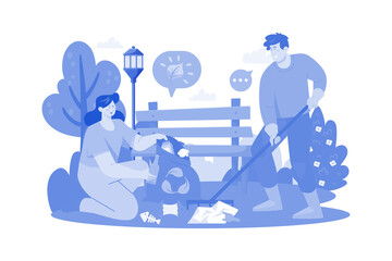 Volunteers Are Collecting Garbage In The Park