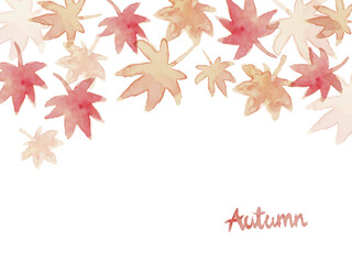 秋の紅葉の水彩フレーム