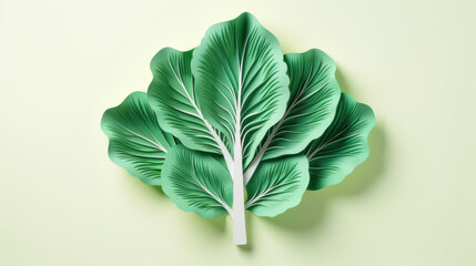 Bok choy made in paper cut craft,  Layered paper,  Paper craft,  Minimal design,  Pastel color - obrazy, fototapety, plakaty