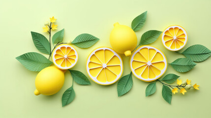 Lemon made in paper cut craft,  Layered paper,  Paper craft,  Minimal design,  Pastel color