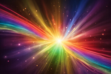 Mesmerizing rainbow lights shine on a black background