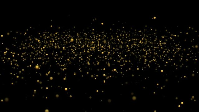 Gold particles bokeh celebration motion background. 4K glowing explosion gold dust Animation Video