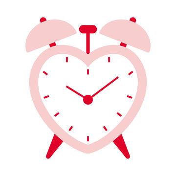 vector illustration of a heart shaped alarm clock isolated on white for banners, cards, flyers, social media wallpapers, etc.