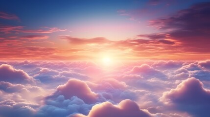 amazing sunset sky and clouds from above ai generated art - obrazy, fototapety, plakaty