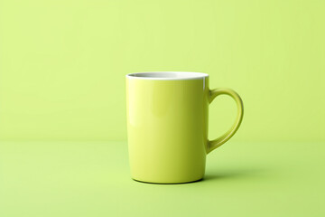 Green Ceramic Mug on Light Blue Background