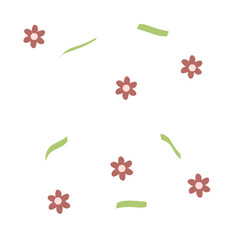 set of flowers and leaves