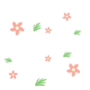 cute flower and leaves seamless pattern 