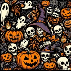 Happy Halloween with pumpkin background design