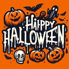 Happy Halloween with pumpkin background design