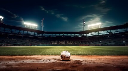 baseball in a baseball field ai generated art - obrazy, fototapety, plakaty