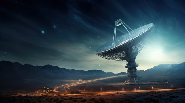 Large parabolic antenna against a beautiful sky