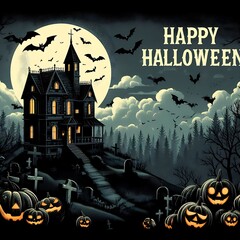 Happy Halloween with pumpkin background design