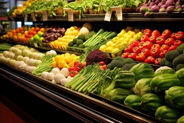 array of fresh produce in store. Generative AI