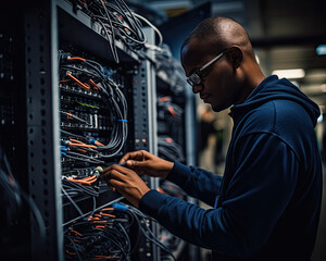 Tech Expertise: African American Man Mastering Data Center Operations