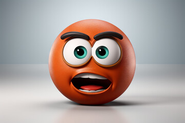 Slightly confused orange 3d smiley face, expression