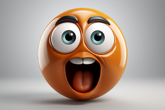 Yelling orange 3d smiley face, expression