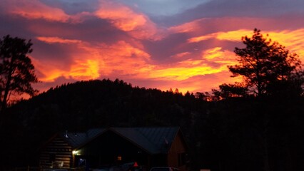 Sky on fire in the mountains