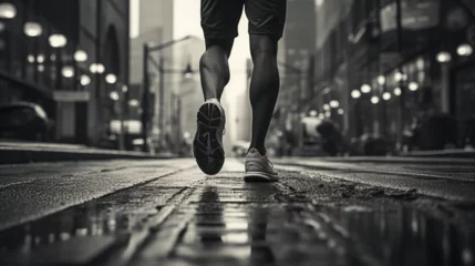 Foto op Aluminium Jogger - running - marathon - exercise - jogging - monochrome - black and white © Jeff