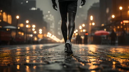 Keuken spatwand met foto Jogger - running - marathon - exercise - jogging - monochrome - black and white © Jeff