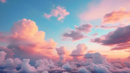 Foto op Plexiglas Pink clouds in the sky fluffy cotton candy dream fantasy soft background © pickypix