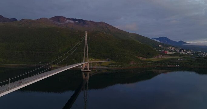 H&aring;logaland Bridge Over Rombaksfjorden Norway&rsquo;s Longest Suspension Bridge. European Route E6.