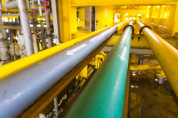 Oil and gas processing plant with pipe line valves.Steel pipelines and valves.Oil pipeline valves in the oil and gas industry.