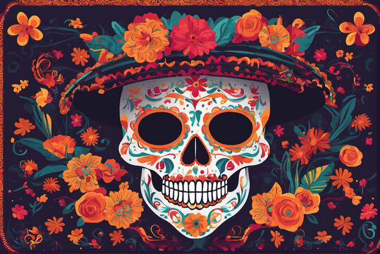Mexican Day of the Dead totem pattern wallpaper background