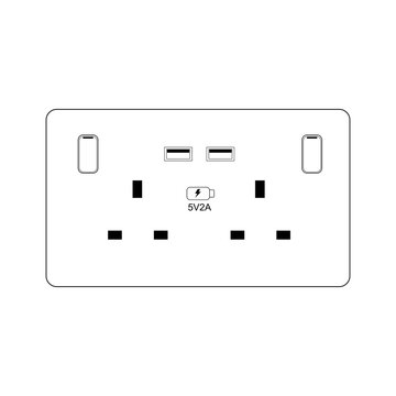 EU plug Socket Outlet White Socket USB 13A 2Gang with 2Usb Outlet