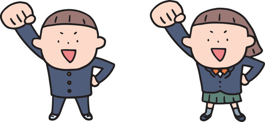 ガッツポーズの生徒