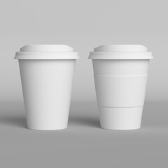 Paper Cups Mockup, Vaso de papel para café en fondo blanco