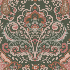 Paisley pattern print with flowers and branches