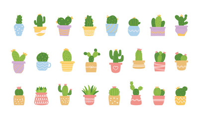 Potted Cactus Plant Element Set