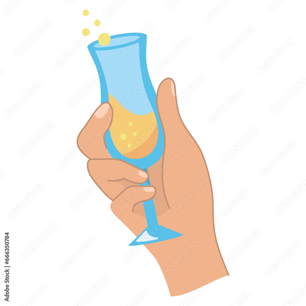 Poster champagne cup toasting holds hand