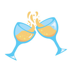 champagne cups toasting isolated