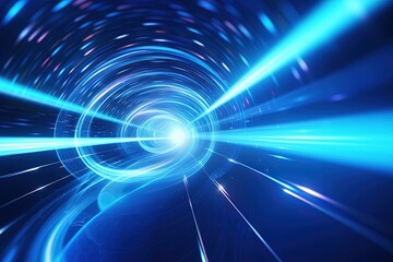 Fototapeta premium abstract futuristic background with pink blue glowing neon moving high speed wave lines and bokeh lights. Data transfer concept Fantastic wallpaper