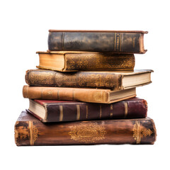 A pile of old books isolated on transparent background,transparency 