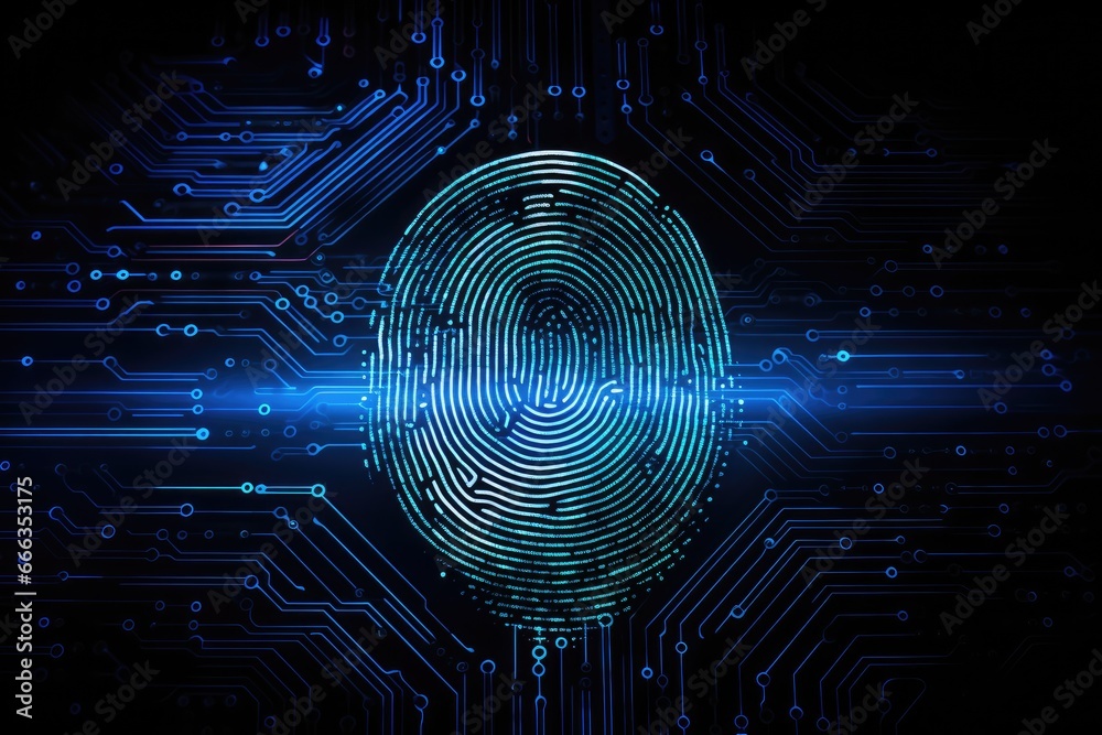 Poster fingerprint scan provides security access with biometrics identification, fingerprint scan provides 