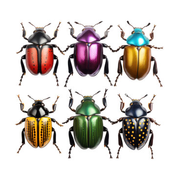 Set of beatle bugs isolated on transparent background,transparency 