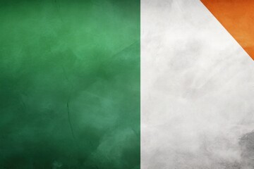 Grunge Ireland Flag. Irish Flag with grunge texture, Flag of Ireland on concrete backdrop. Irish flag background with copy space, AI Generated