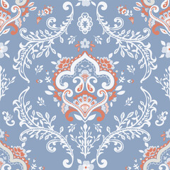 Flowers and paisley ornament, seamless prints
