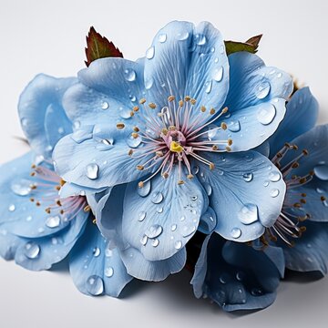 Blue Flower With Water Drops Itphotorealistic Photo, Hd , On White Background 