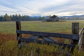 Looking over the fence at the barn.