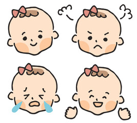 赤ちゃんの喜怒哀楽の表情イラストセット
